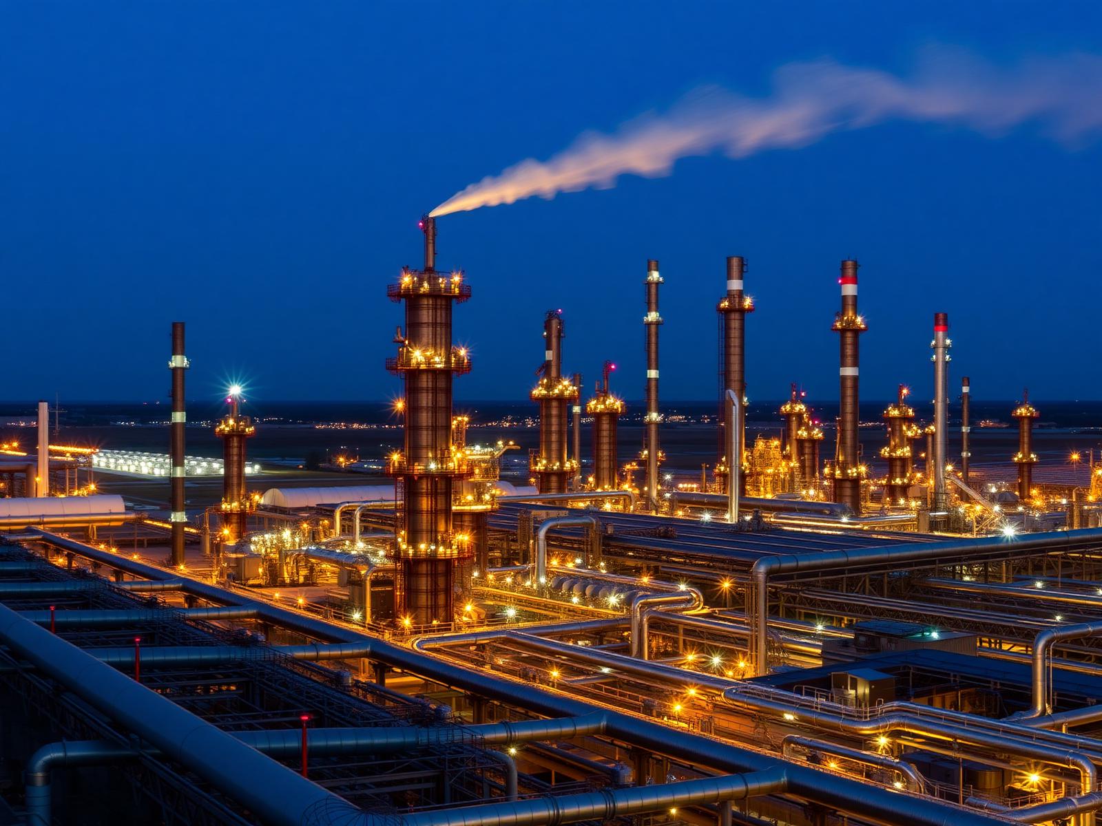 Refinery at night